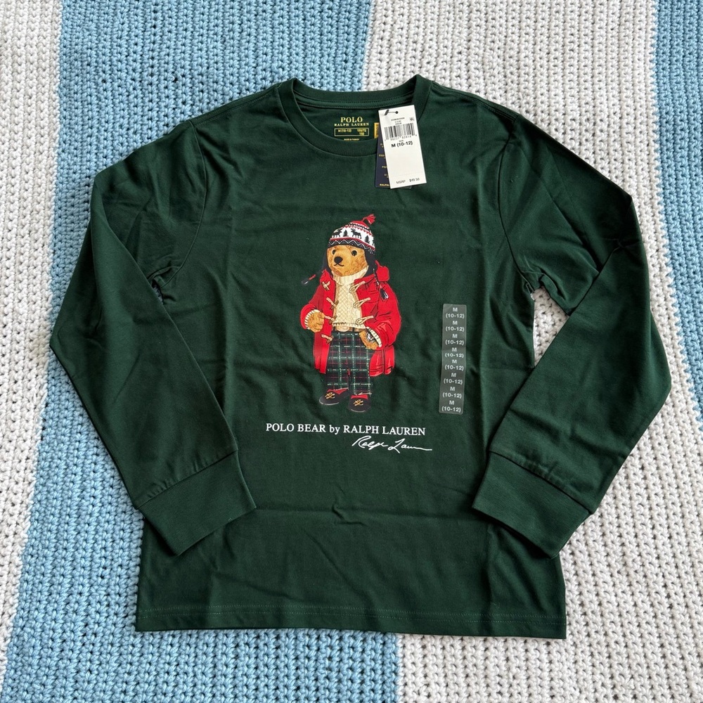 Ralph Lauren Forest Green Polo Bear Long Sleeve Tee